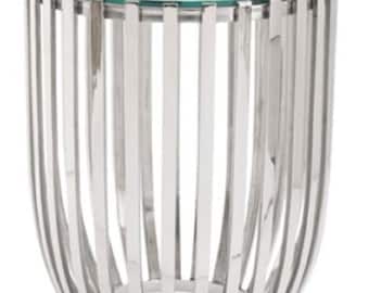 Casa Padrino Luxus Beistelltisch Silber Ø 46 x H. 56 cm - Runder Edelstahl Tisch mit