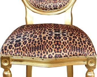 Casa Padrino Barock Luxus Esszimmer Stuhl Leopard / Gold Mod2 - Designer Stuhl - Hote