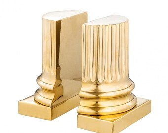 Casa Padrino Luxus Bücherstützen Set Säule Gold - Messing poliert - Bücherstütze - Bo