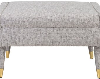 Casa Padrino Luxus Fußhocker Grau / Gold 76 x 62 x H. 46 cm - Wohnzimmer Hocker im Ne