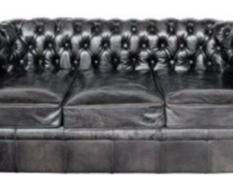 Casa Padrino Luxus Chesterfield Büffelleder Sofa Vintage Schwarz 222 x 92 x H. 73 cm