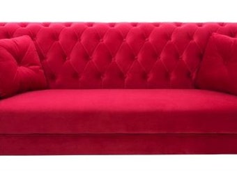 Casa Padrino Chesterfield Sofa in Rot 225 x 90 x H. 79 cm - Designer Chesterfield Sof
