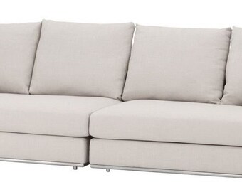 Casa Padrino Luxus Sofa mit 6 Kissen Naturfarben / Silber 317 x 112 x H. 84 cm - Luxu