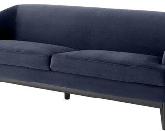 Casa Padrino Luxus Wohnzimmer Sofa Mitternachtsblau / Schwarz 195 x 90 x H. 75 cm - L