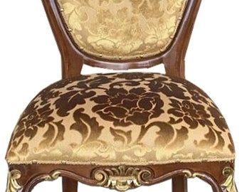 Casa Padrino Barock Luxus Esszimmer Stuhl Gold Muster / Braun-Gold Antik Look - Luxus