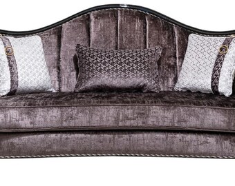 Casa Padrino luxury baroque living room sofa purple / black / gold 250 cm