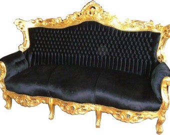 Casa Padrino Barock Sofa Master Schwarz/Gold