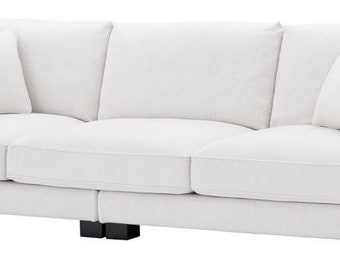 Casa Padrino Luxus Wohnzimmer Sofa mit Kissen Weiß / Schwarz 284 x 110 x H. 85 cm - W