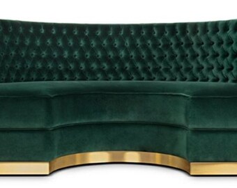 Casa Padrino canapé de luxe Chesterfield en velours vert / laiton antique 205 cm - Fabriqué en Italie