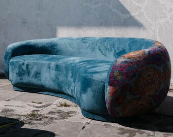 Casa Padrino canapé de salon de luxe bleu / multicolore 260 cm