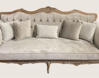 Casa Padrino canapé baroque de luxe en velours gris / couleurs naturelles - magnifique canapé de salon