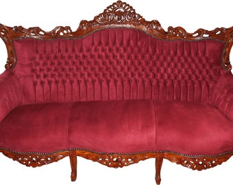 Casa Padrino Barock 3-er Sofa Master in Bordeaux / Braun - Wohnzimmer Möbel Couch Lou