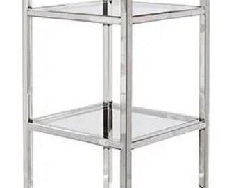 Casa Padrino metal shelving cabinet with glass shelves silver 50 x 45 x H. 190 cm - living room cabinet - living room furniture - metal furniture luxury