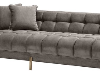 Casa Padrino Luxus Lounge Sofa Grau - Greige / Messingfarben 223 x 95 x H. 68 cm - Li