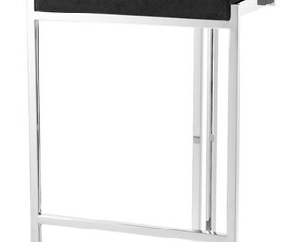 Casa Padrino Luxus Barstuhl Schwarz / Silber 48,5 x 46,5 x H. 90 cm - Luxus Möbel