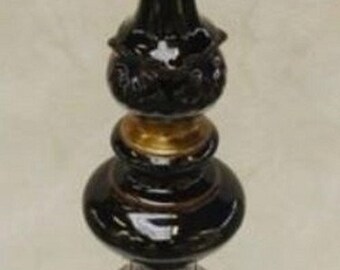 Casa Padrino Jugendstil Kerzenständer Schwarz / Messing H. 93 cm - Porzellan Kerzenha