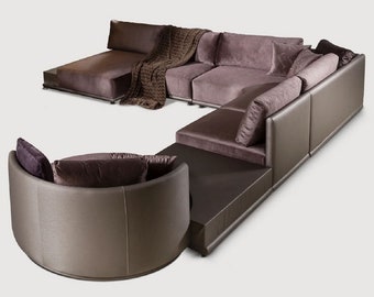 Casa Padrino modular luxury living room corner sofa purple 420 cm