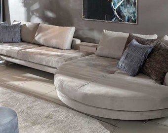 Casa Padrino canapé d'angle de luxe gris / argent 430 x 100 x H. 65 cm - canapé de salon