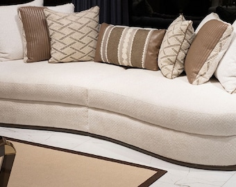 Casa Padrino luxury sofa white / brown - living room sofa