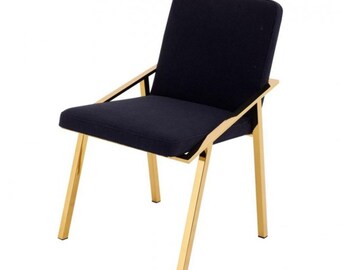 Casa Padrino Luxus Designer Stuhl Schwarz Gold - Luxus Kollektion