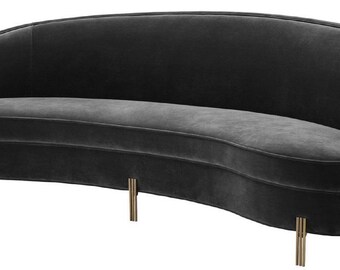 Casa Padrino Luxus Samt Sofa Dunkelgrau / Messingfarben 230 x 103 x H. 78 cm - Geboge