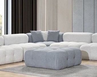 Casa Padrino luxury living room corner sofa with stool light gray / gray 295 x 295 x H. 70 cm - Modular 6-piece sofa