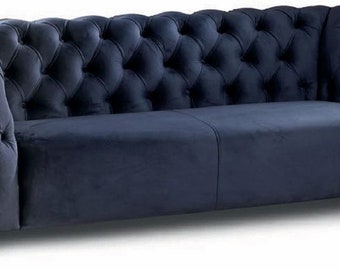 Casa Padrino luxury Chesterfield 3-seater sofa blue / black 217 cm