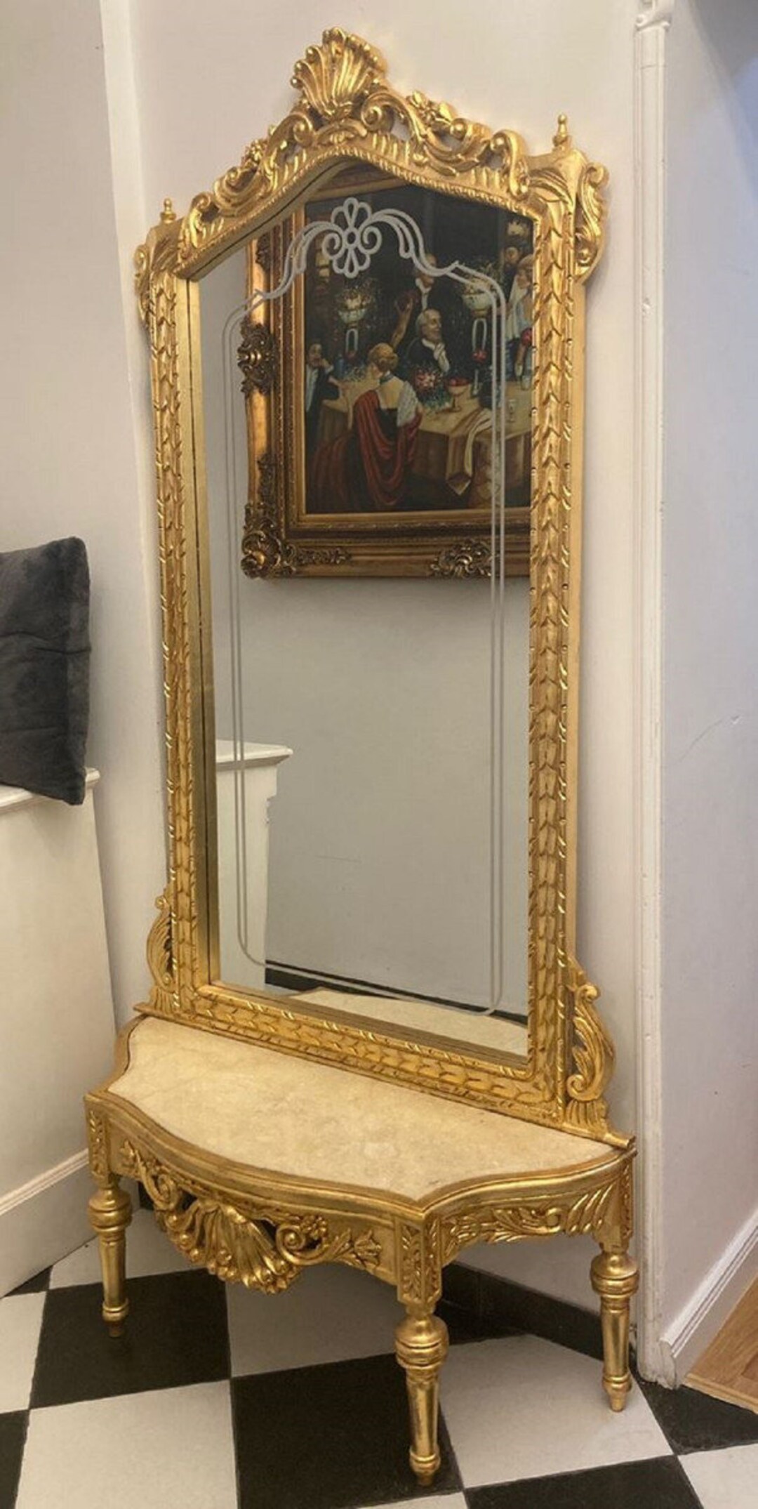 Large Baroque Bathroom Hanging Mirror, 29.5