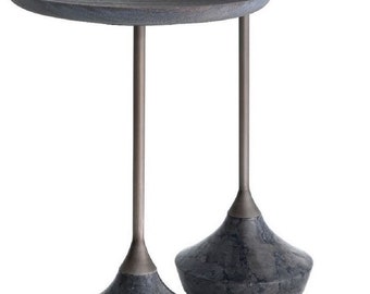 Casa Padrino Luxus Beistelltisch Set Grau / Bronze Ø 35 cm - Runde Marmor Tische - Lu
