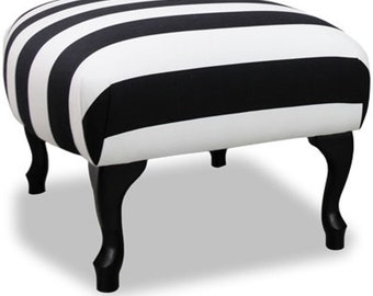 Casa Padrino Luxus Sitzhocker Schwarz / Weiß Streifen / Schwarz - Designer Stil Hocke