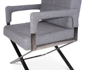 Casa Padrino Luxus Stuhl mit Armlehnen Grau / Silber 60 x 66 x H. 89 cm - Gepolsteter