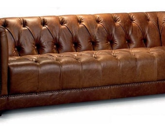 Casa Padrino luxury Chesterfield genuine leather 3 seater sofa vintage brown 203 cm
