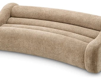 Casa Padrino luxury sofa sand colored 230 x 120 x H. 71 cm - Curved living room sofa - Living room furniture