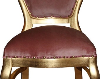 Casa Padrino Barock Luxus Damen Stuhl Rosa / Gold - Damen Schminktisch Stuhl - Limite