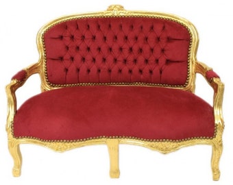 Casa Padrino Barock Kinder Sitzbank Bordeaux Rot / Gold