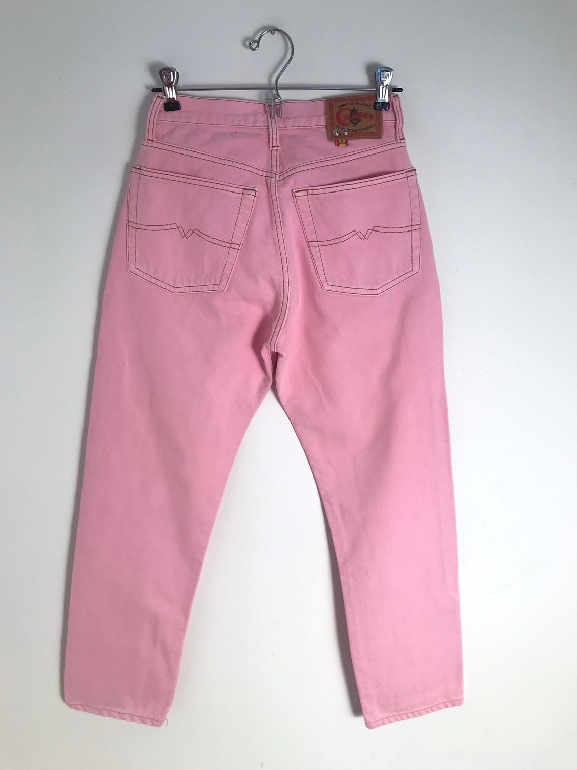 Vintage pink mom jeans with high waist and tapered leg / xs / | Etsy