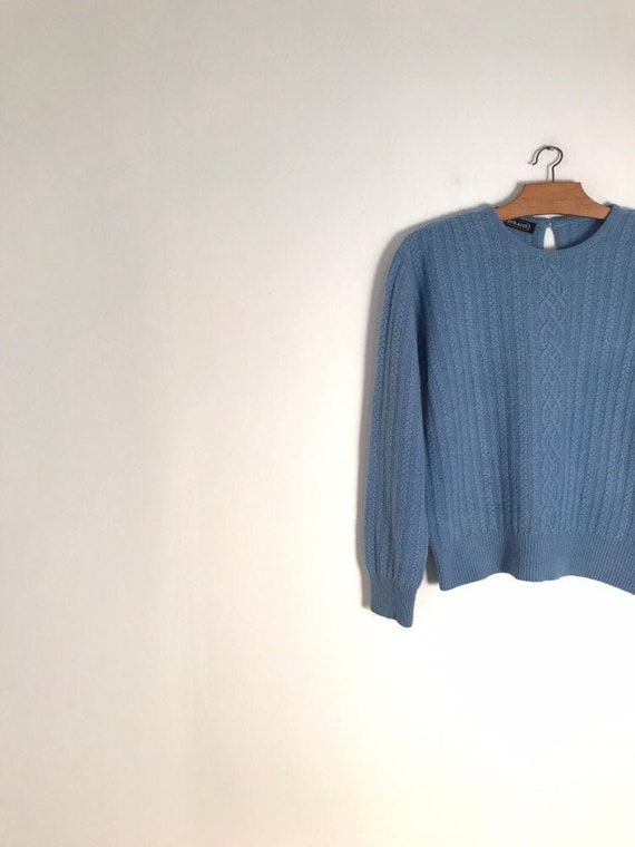 CACHAREL vintage lavender blue cable knit sweater