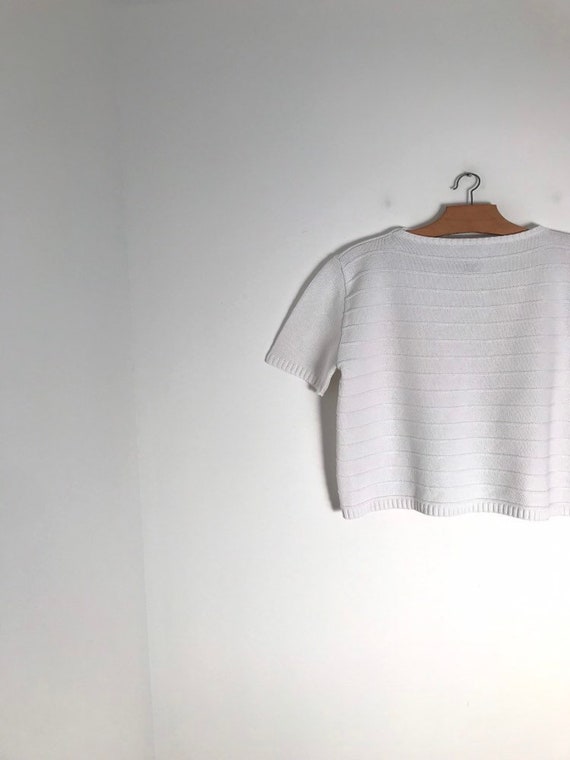 COURREGES vintage white knit crop top with oversiz