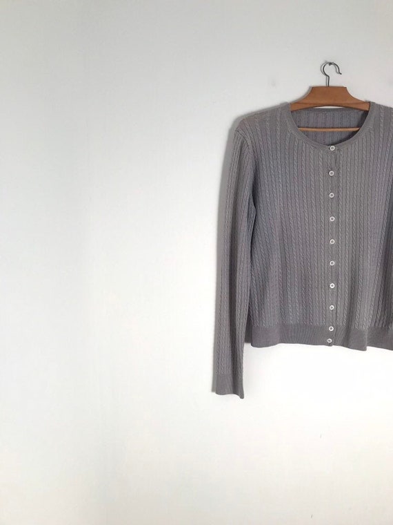 Vintage silver cable knit button down cropped card