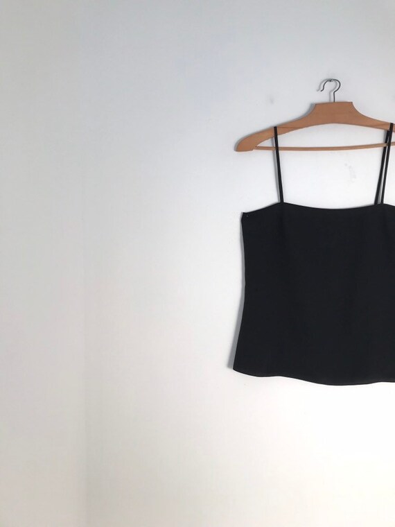 Vintage sleeveless black simple silk camisole with