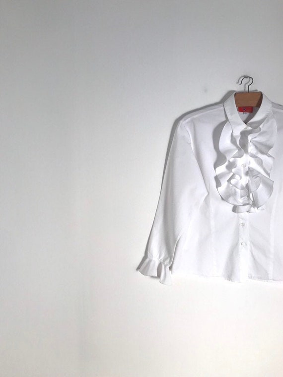 KENZO JUNGLE vintage white button down ruffle blou