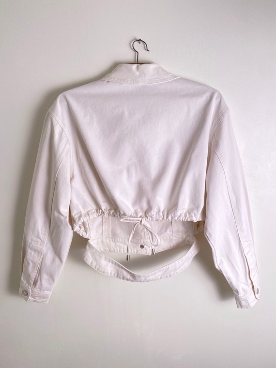 CLAUDE MONTANA vintage white denim jacket with cr… - image 6