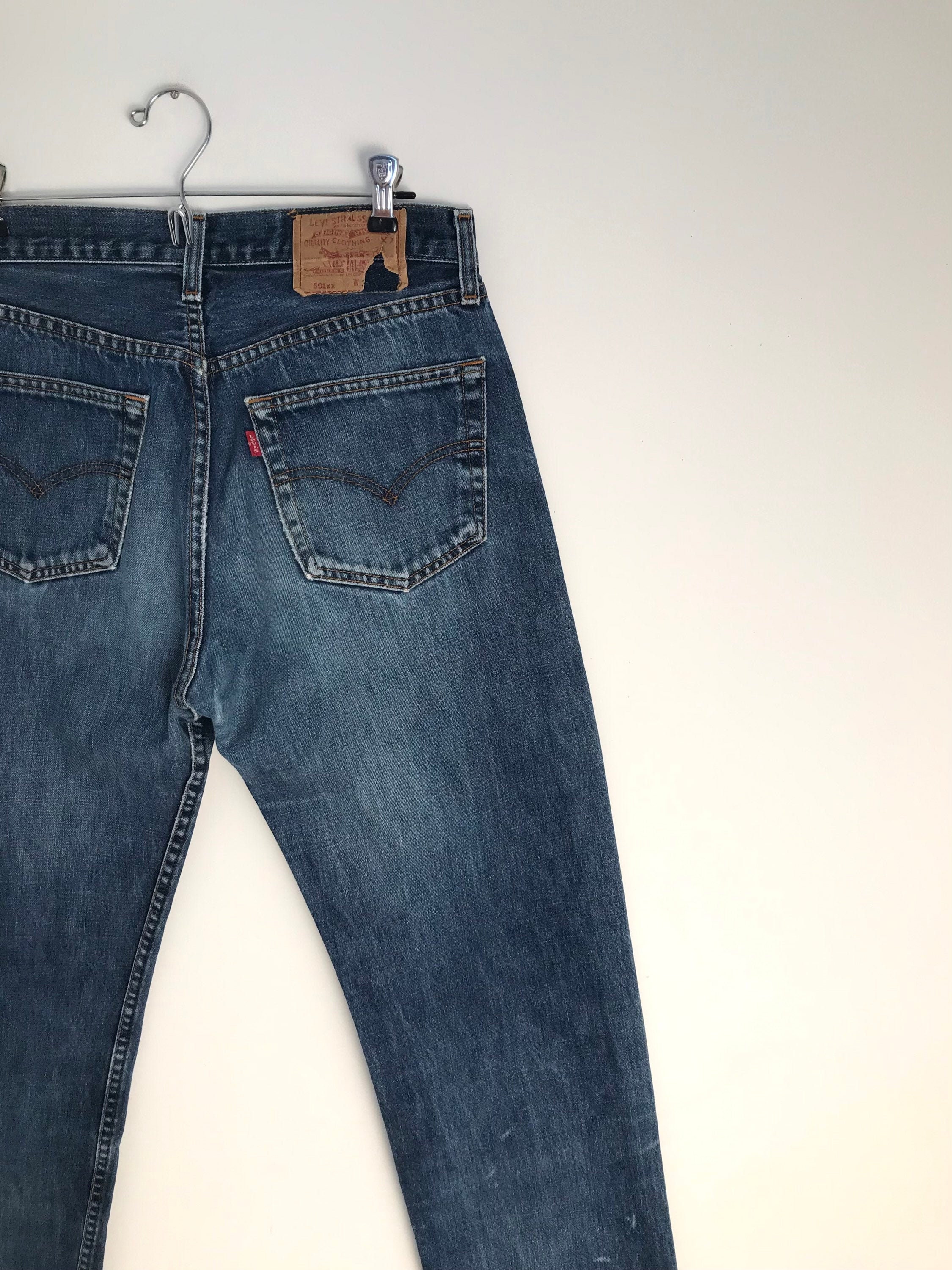 Vintage Medium Blue LEVIS 501 Denim Jeans With High Waist and - Etsy
