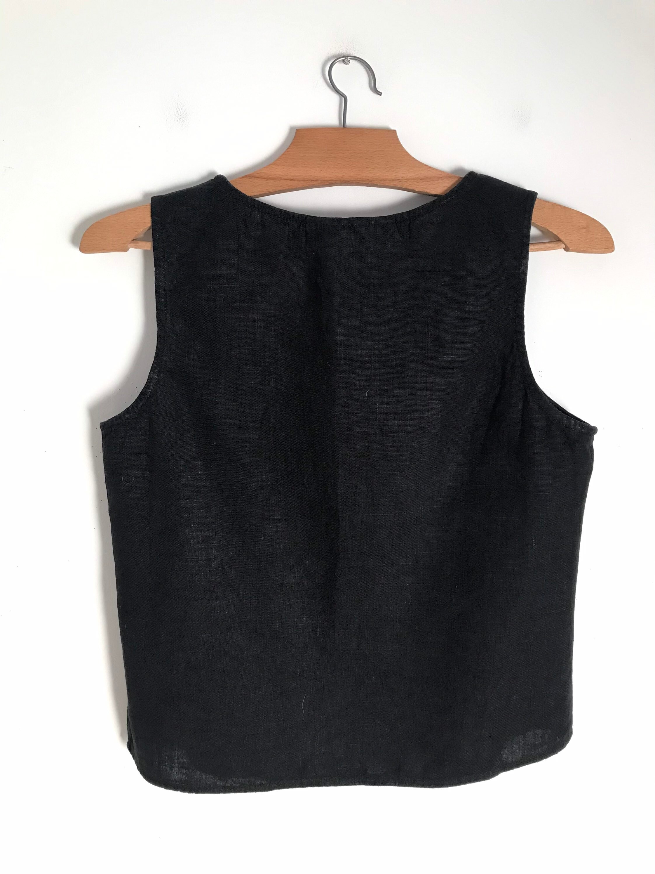 Vintage black linen tank top with easy fit / xs / s / 1990s | Etsy
