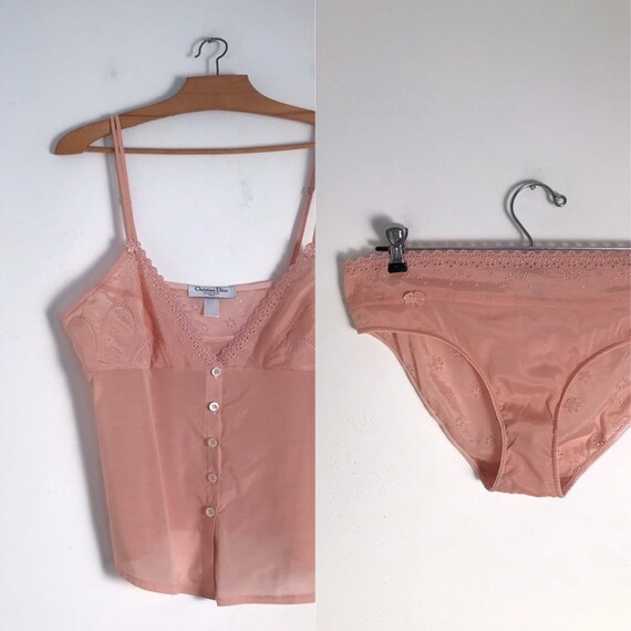 CHRISTIAN DIOR vintage blush silk blend two piece