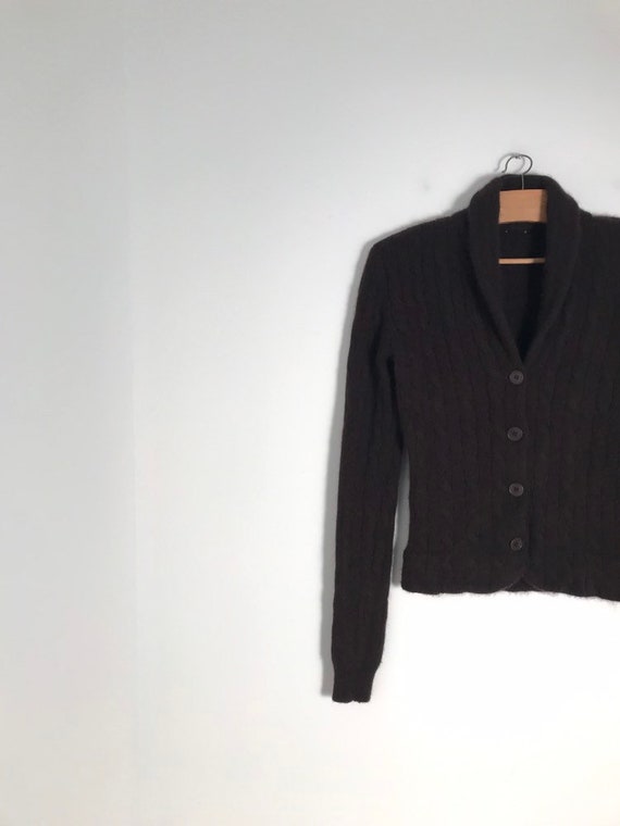 Vintage french button down chocolate brown cable k