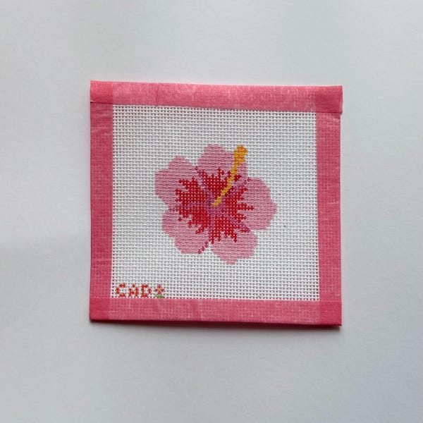 Pink Hibiskus Blumen Nadelspitze Canvas