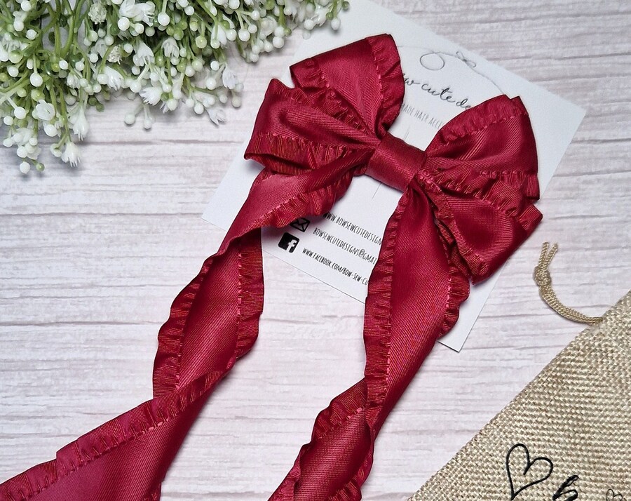 Satin Ruffle Ribbon BowSewCuteDesigns - Etsy