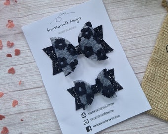 Black lace bows, girls black broderie bow, girls hair bow, mother daughter matching hair accessories, large lace bow, small lace bow