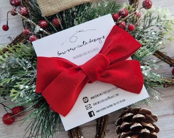 Red oversize velvet  bow, adult hair accessories, chunky velvet ribbon hand tied bow, Christmas chunky velvet bow, garland bow
